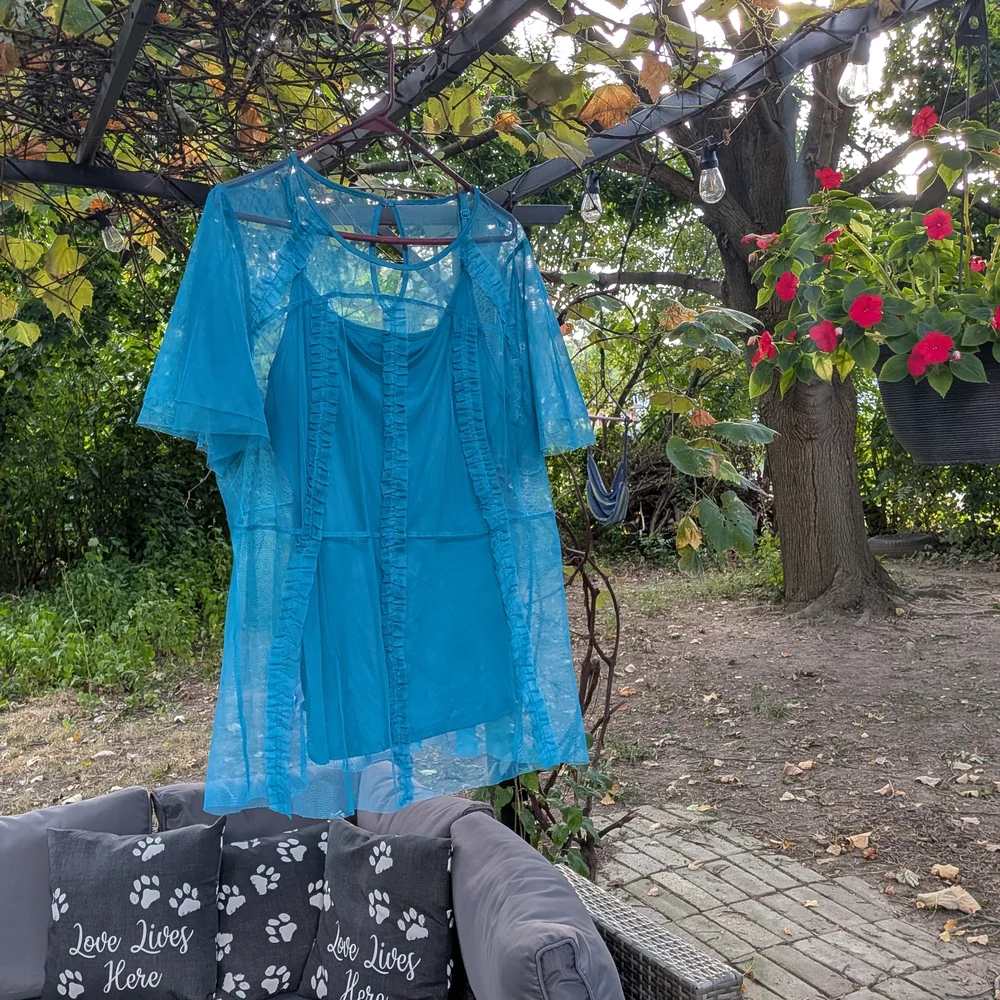 Lane Bryant Turquoise Mesh Top - Picture 2 of 3